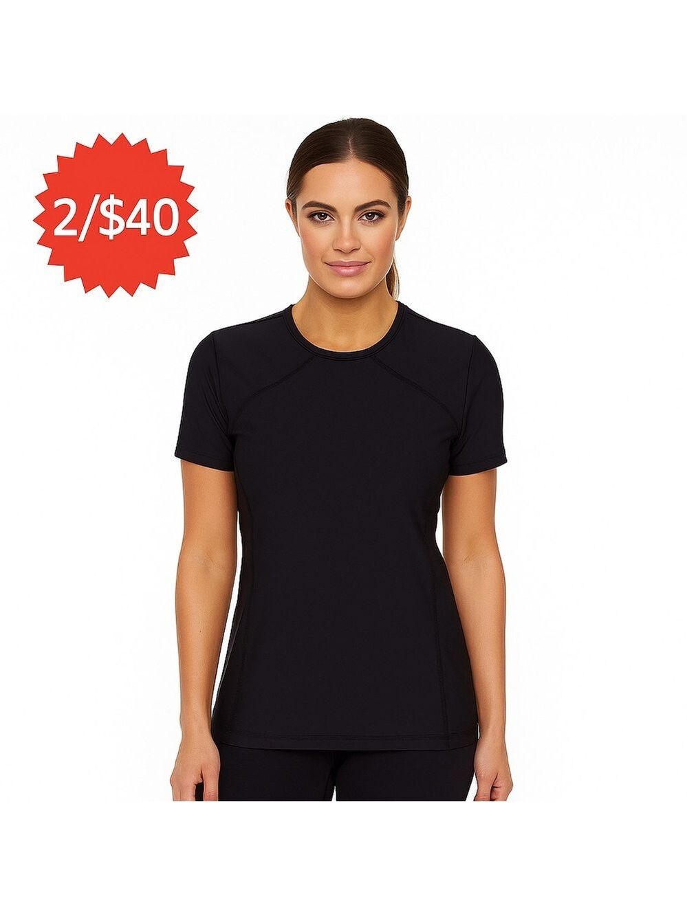 Karma Athletic Womens Black Short-Sleeve Fitted Active Top Mesh Panels New
